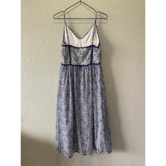 NSR Prairie WHITE & BLUE Floral LACE Tea Party MIDI DRESS Sz M - Picture 4 of 8